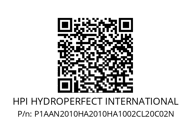   HPI HYDROPERFECT INTERNATIONAL P1AAN2010HA2010HA1002CL20C02N