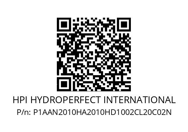   HPI HYDROPERFECT INTERNATIONAL P1AAN2010HA2010HD1002CL20C02N