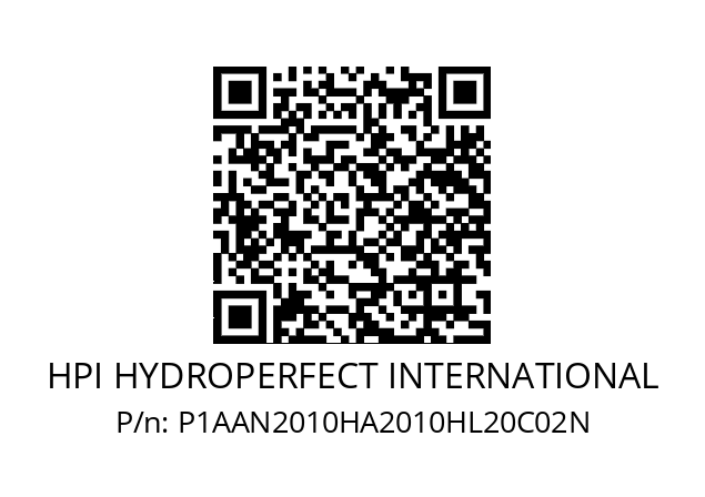   HPI HYDROPERFECT INTERNATIONAL P1AAN2010HA2010HL20C02N