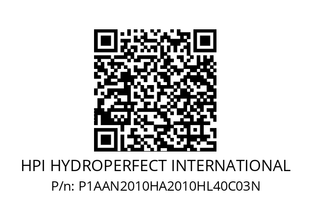   HPI HYDROPERFECT INTERNATIONAL P1AAN2010HA2010HL40C03N