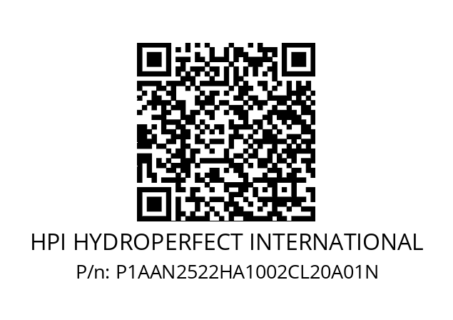   HPI HYDROPERFECT INTERNATIONAL P1AAN2522HA1002CL20A01N