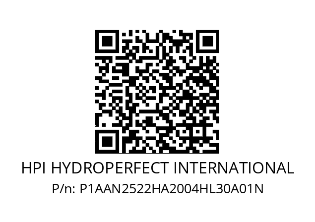   HPI HYDROPERFECT INTERNATIONAL P1AAN2522HA2004HL30A01N