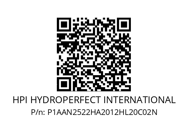   HPI HYDROPERFECT INTERNATIONAL P1AAN2522HA2012HL20C02N