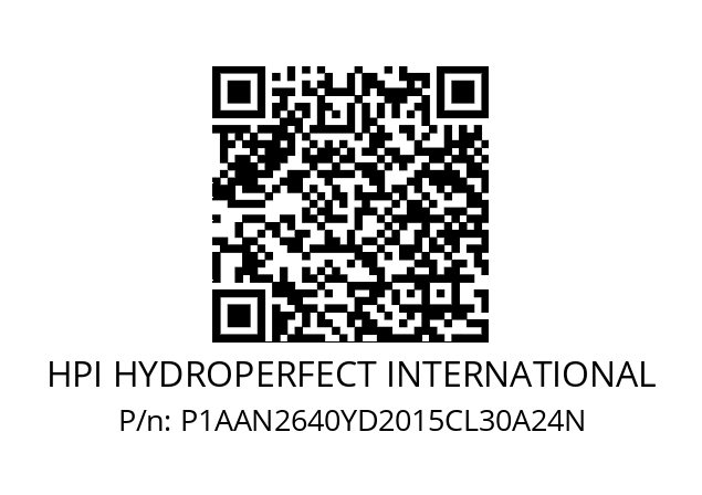   HPI HYDROPERFECT INTERNATIONAL P1AAN2640YD2015CL30A24N