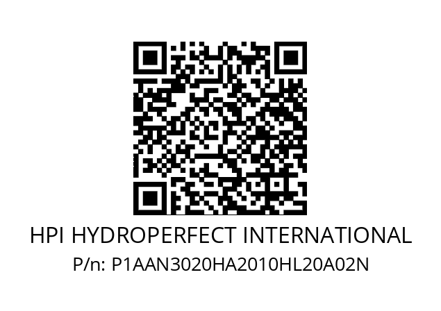   HPI HYDROPERFECT INTERNATIONAL P1AAN3020HA2010HL20A02N