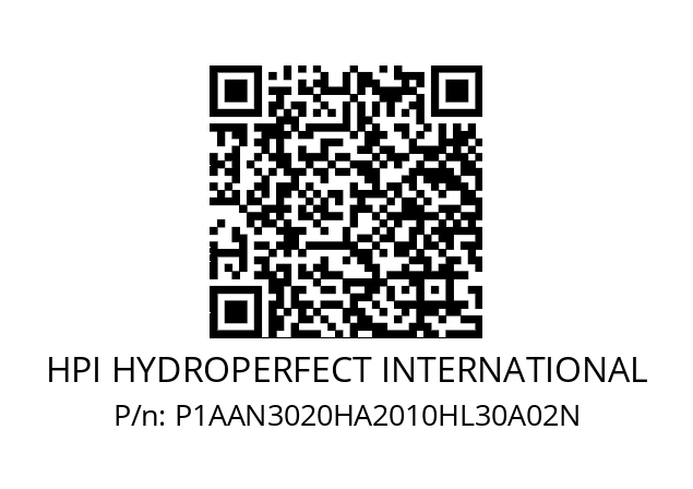   HPI HYDROPERFECT INTERNATIONAL P1AAN3020HA2010HL30A02N