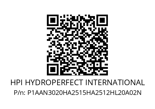   HPI HYDROPERFECT INTERNATIONAL P1AAN3020HA2515HA2512HL20A02N