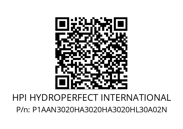   HPI HYDROPERFECT INTERNATIONAL P1AAN3020HA3020HA3020HL30A02N