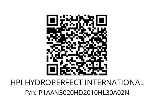   HPI HYDROPERFECT INTERNATIONAL P1AAN3020HD2010HL30A02N