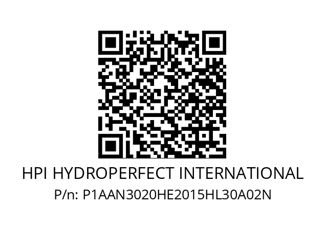   HPI HYDROPERFECT INTERNATIONAL P1AAN3020HE2015HL30A02N