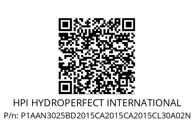   HPI HYDROPERFECT INTERNATIONAL P1AAN3025BD2015CA2015CA2015CL30A02N