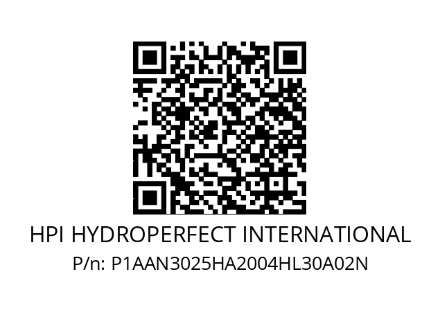   HPI HYDROPERFECT INTERNATIONAL P1AAN3025HA2004HL30A02N