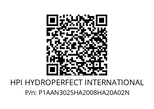   HPI HYDROPERFECT INTERNATIONAL P1AAN3025HA2008HA20A02N