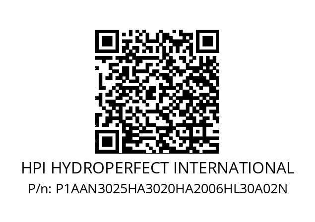   HPI HYDROPERFECT INTERNATIONAL P1AAN3025HA3020HA2006HL30A02N