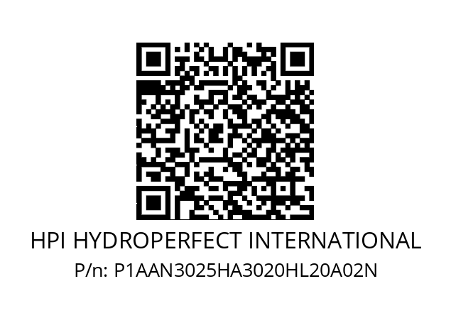   HPI HYDROPERFECT INTERNATIONAL P1AAN3025HA3020HL20A02N