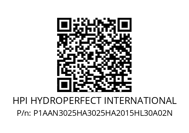   HPI HYDROPERFECT INTERNATIONAL P1AAN3025HA3025HA2015HL30A02N