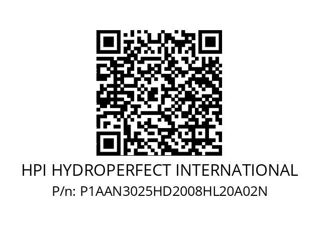   HPI HYDROPERFECT INTERNATIONAL P1AAN3025HD2008HL20A02N