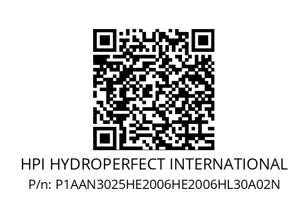   HPI HYDROPERFECT INTERNATIONAL P1AAN3025HE2006HE2006HL30A02N