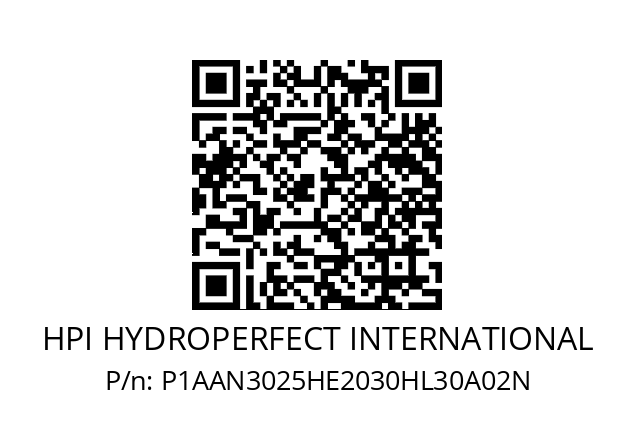   HPI HYDROPERFECT INTERNATIONAL P1AAN3025HE2030HL30A02N