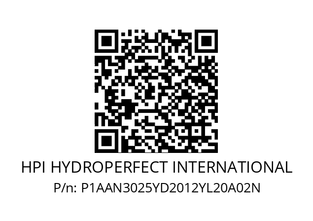   HPI HYDROPERFECT INTERNATIONAL P1AAN3025YD2012YL20A02N