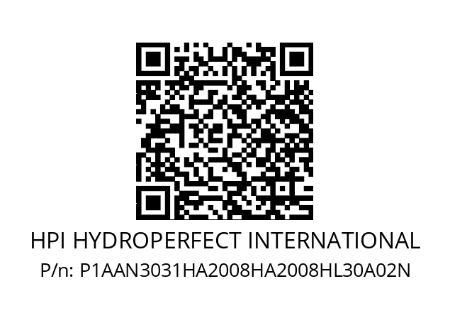   HPI HYDROPERFECT INTERNATIONAL P1AAN3031HA2008HA2008HL30A02N