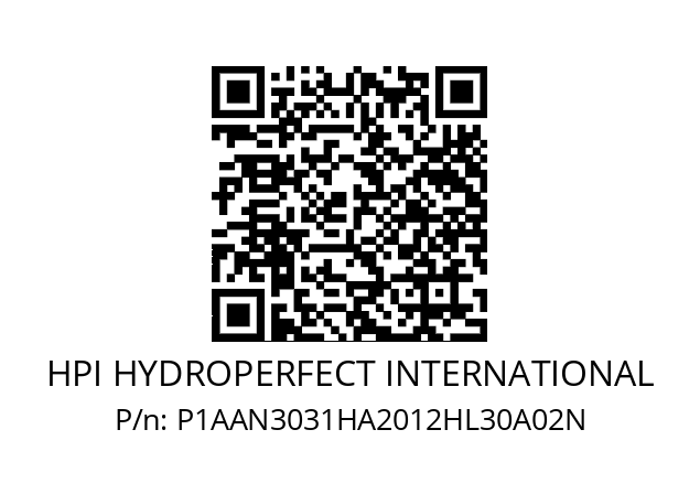   HPI HYDROPERFECT INTERNATIONAL P1AAN3031HA2012HL30A02N