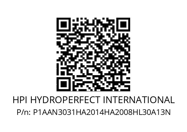   HPI HYDROPERFECT INTERNATIONAL P1AAN3031HA2014HA2008HL30A13N