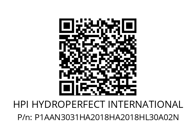   HPI HYDROPERFECT INTERNATIONAL P1AAN3031HA2018HA2018HL30A02N