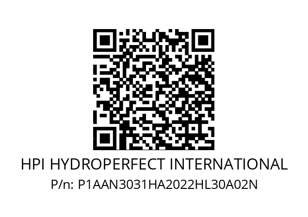   HPI HYDROPERFECT INTERNATIONAL P1AAN3031HA2022HL30A02N