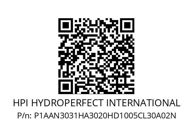   HPI HYDROPERFECT INTERNATIONAL P1AAN3031HA3020HD1005CL30A02N