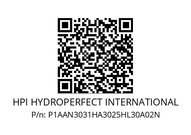   HPI HYDROPERFECT INTERNATIONAL P1AAN3031HA3025HL30A02N