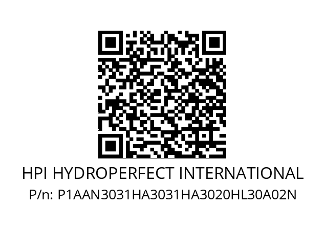   HPI HYDROPERFECT INTERNATIONAL P1AAN3031HA3031HA3020HL30A02N