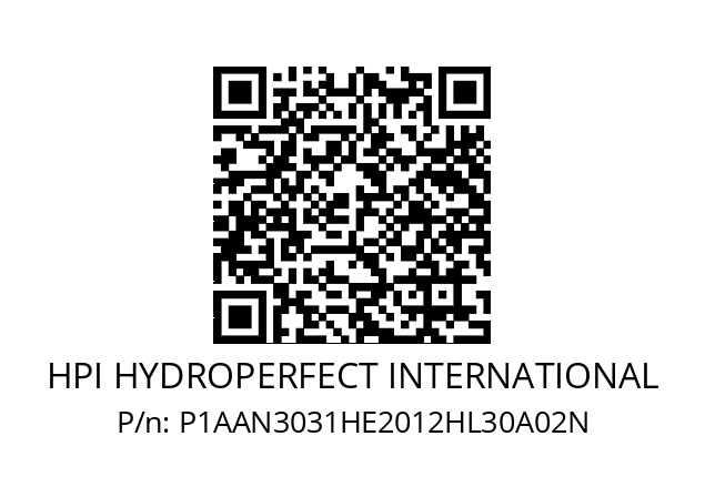   HPI HYDROPERFECT INTERNATIONAL P1AAN3031HE2012HL30A02N