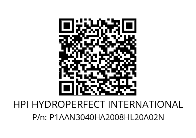   HPI HYDROPERFECT INTERNATIONAL P1AAN3040HA2008HL20A02N