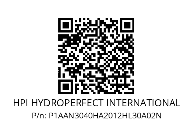   HPI HYDROPERFECT INTERNATIONAL P1AAN3040HA2012HL30A02N