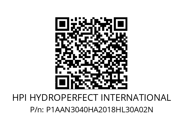   HPI HYDROPERFECT INTERNATIONAL P1AAN3040HA2018HL30A02N