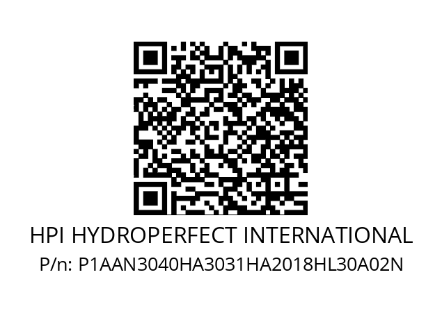   HPI HYDROPERFECT INTERNATIONAL P1AAN3040HA3031HA2018HL30A02N