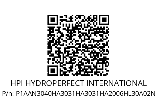   HPI HYDROPERFECT INTERNATIONAL P1AAN3040HA3031HA3031HA2006HL30A02N