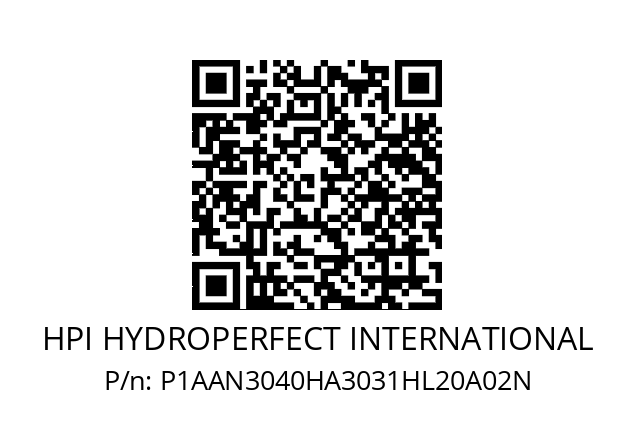   HPI HYDROPERFECT INTERNATIONAL P1AAN3040HA3031HL20A02N