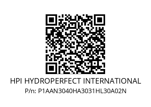   HPI HYDROPERFECT INTERNATIONAL P1AAN3040HA3031HL30A02N