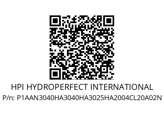   HPI HYDROPERFECT INTERNATIONAL P1AAN3040HA3040HA3025HA2004CL20A02N