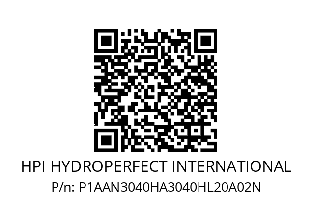   HPI HYDROPERFECT INTERNATIONAL P1AAN3040HA3040HL20A02N