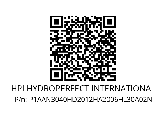   HPI HYDROPERFECT INTERNATIONAL P1AAN3040HD2012HA2006HL30A02N