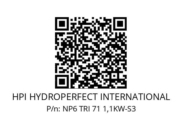   HPI HYDROPERFECT INTERNATIONAL NP6 TRI 71 1,1KW-S3