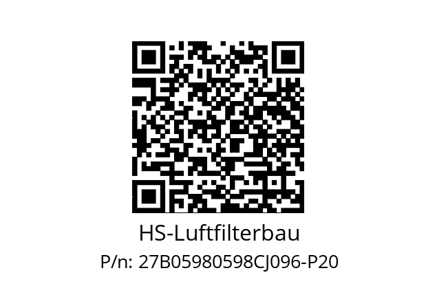   HS-Luftfilterbau 27B05980598CJ096-P20