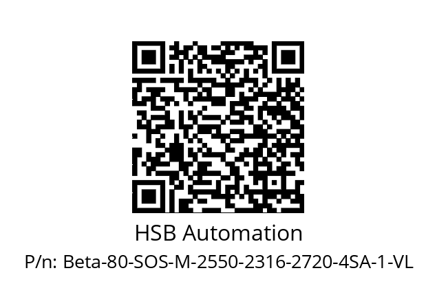   HSB Automation Beta-80-SOS-M-2550-2316-2720-4SA-1-VL