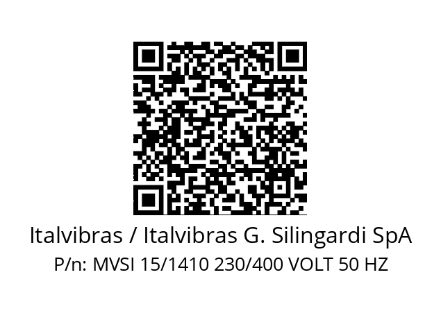   Italvibras / Italvibras G. Silingardi SpA MVSI 15/1410 230/400 VOLT 50 HZ