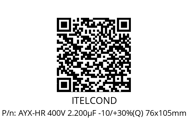   ITELCOND AYX-HR 400V 2.200µF -10/+30%(Q) 76x105mm