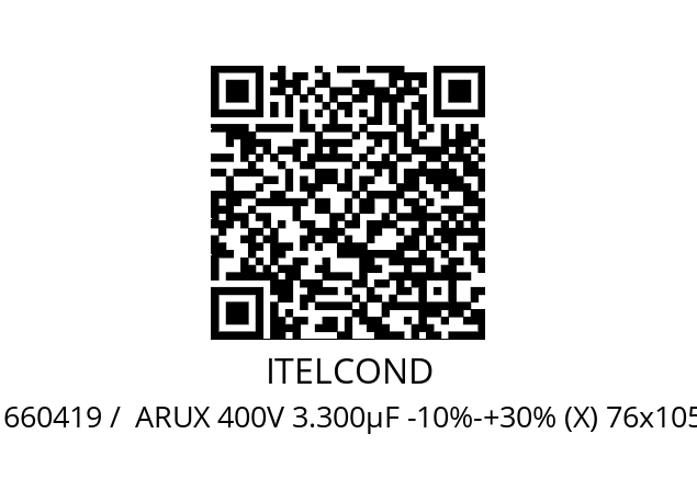   ITELCOND 660419 /  ARUX 400V 3.300µF -10%-+30% (X) 76x105mm