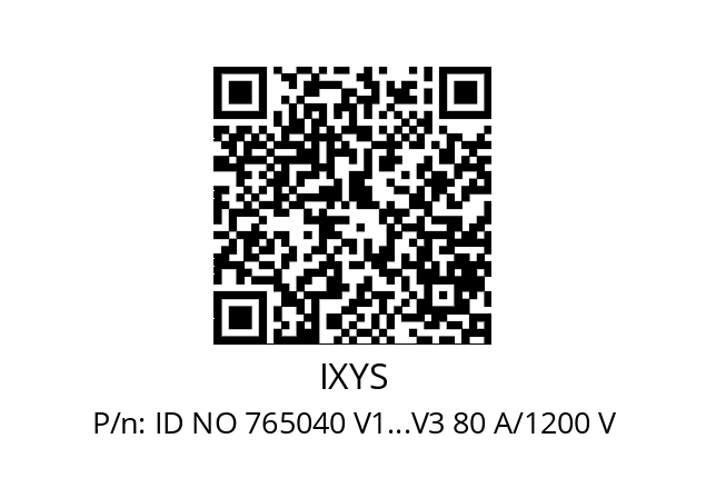   IXYS ID NO 765040 V1...V3 80 A/1200 V